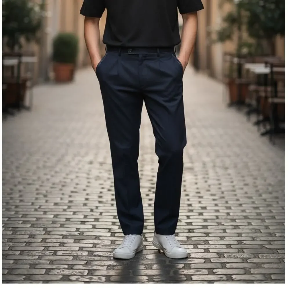 REISS Ranger Flannel Pant Size 34 Navy Blue Slacks Work Trouser NEW $240
